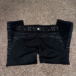 Fabletics Black Leggings with Zebra Print Accents